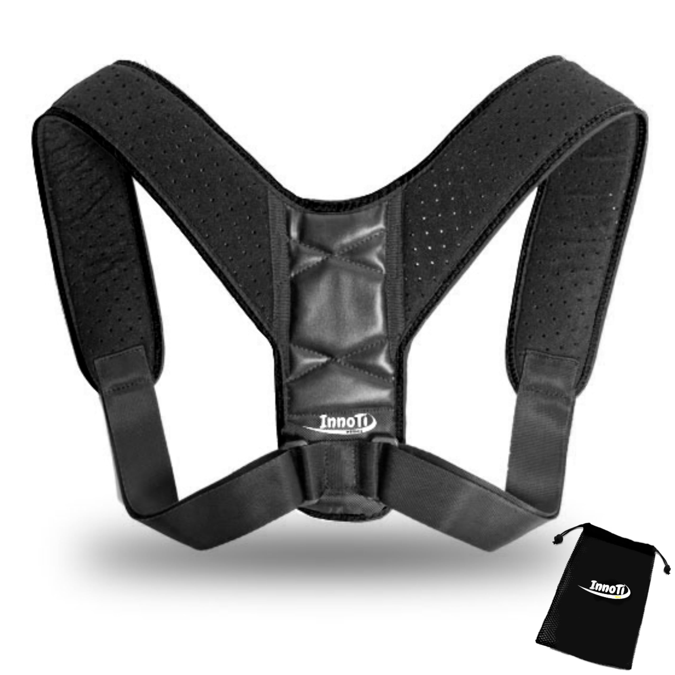 Correcteur de Posture Dos pour Hommes et Femmes - Ceinture Dorsale Ajustable Respirante Noir