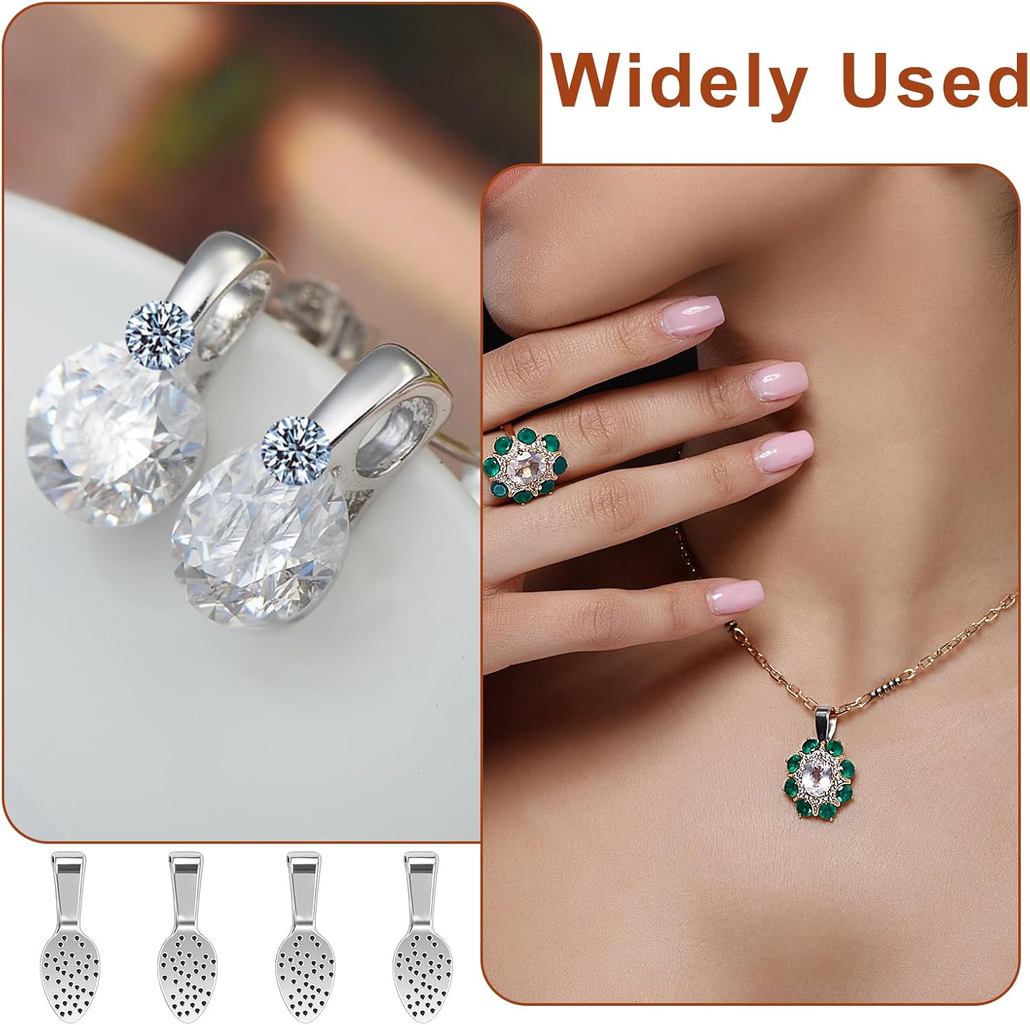 100pcs Silver Plated Jewelry Bails - Pendant, Earring, Necklace Bails for DIY Crafts - Image 6