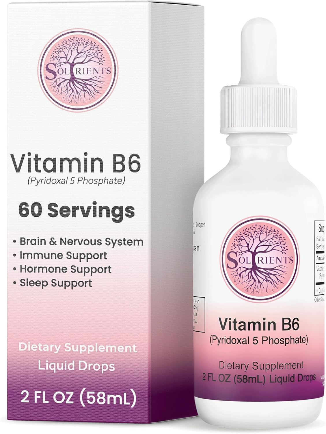 Liquid Vitamin B6 P5P (Activated Pyridoxal-5-Phosphate) – Balanced 500% DV Dose, Double Servings – Alcohol-Free, Fast-Absorbing Nervous System & Energy Support, Non-GMO,2 oz, 60 Servings