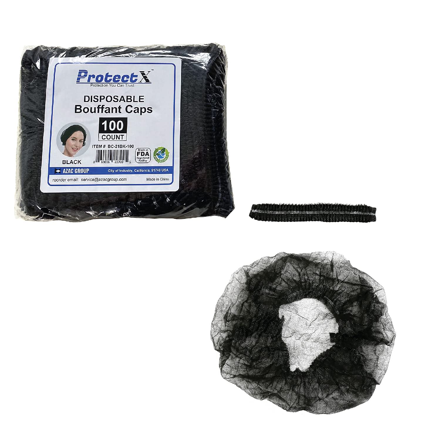 ProtectX Disposable Bouffant (Hair Net) Caps Hair Head Cover Nets 21” (Black 100 pack): Tools & Home Improvement