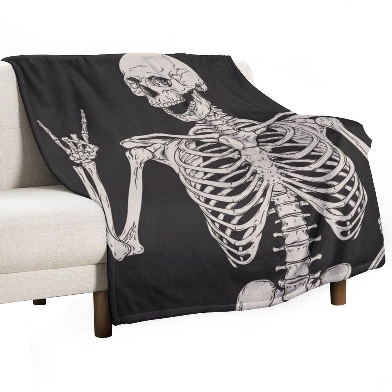 MHYRAC Flannel Blanket, Skull Throw Blanket for Couch Sofa Bed Office, Soft And Comfortable Without Pilling
