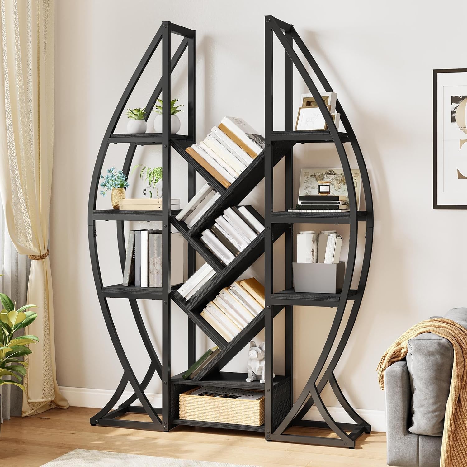 Amazon.com: YITAHOME Oval Bookshelf, 5 Tier Etagere Bookcase