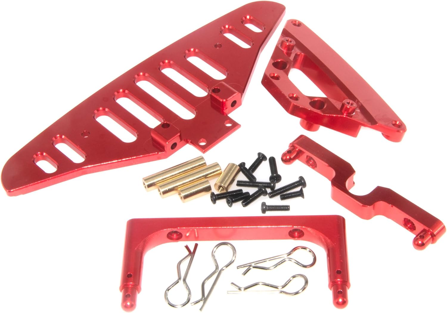 Front Bumper & Shell Pillar Fixation & Body Post Compatible with 1/14 MJX Hyper Go 14301 Upgrade 14302 14303 Rc Car Aluminum Alloy Part(Red)