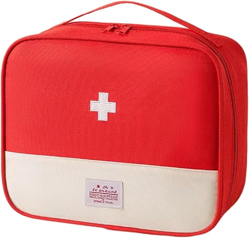 Miniatura 7 de Bolsa de primeros auxilios roja vacía para primeros auxilios, estuche de viaje médico, almacenamiento de emergencia, bolsas compactas para