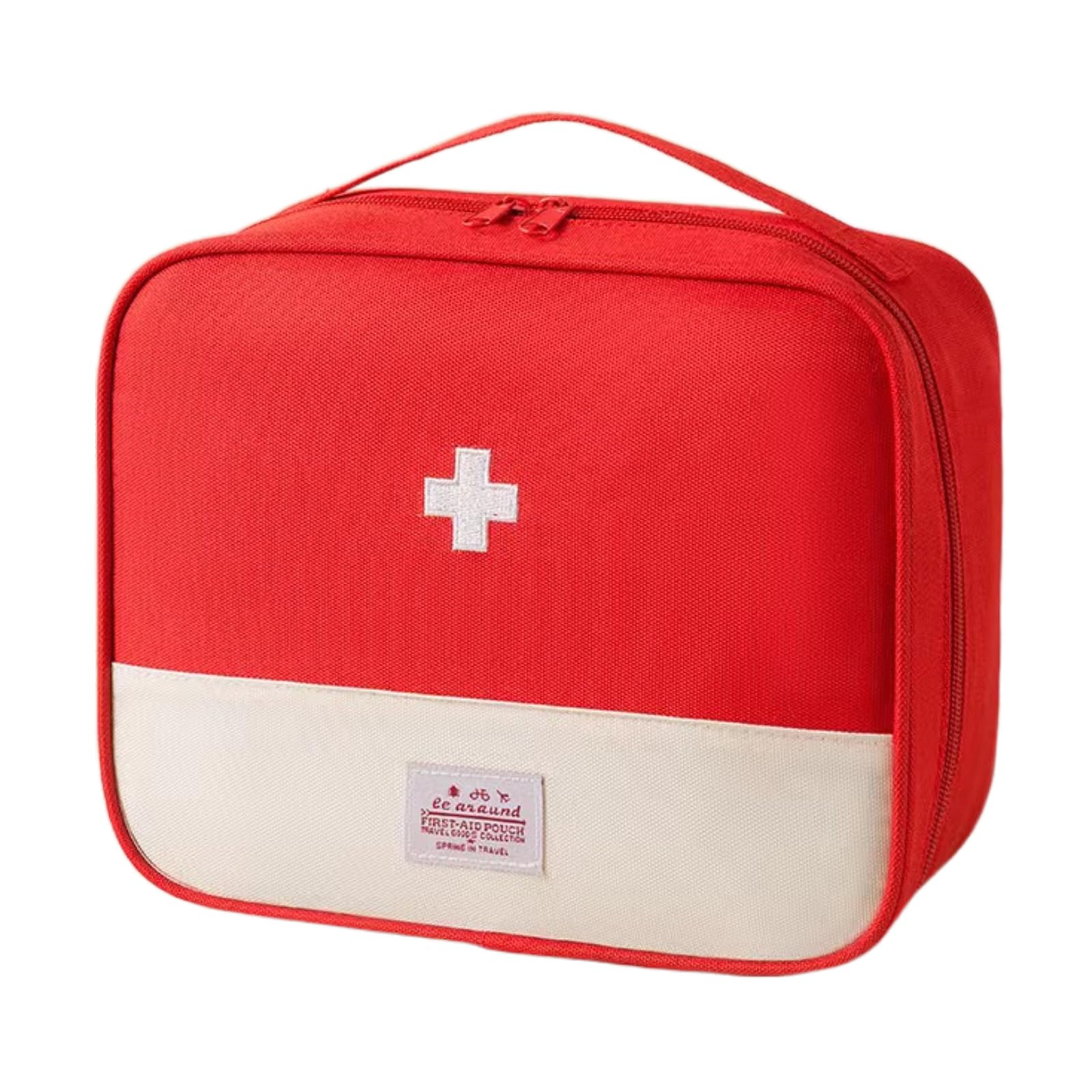 Jipemtra Red First Aid Bag Empty 1st Aid Bag Medical Travel Case First Responder Emergency Storage Compact Medicine Bags for Car Home Office Kitchen Sport Outdoors (Red)