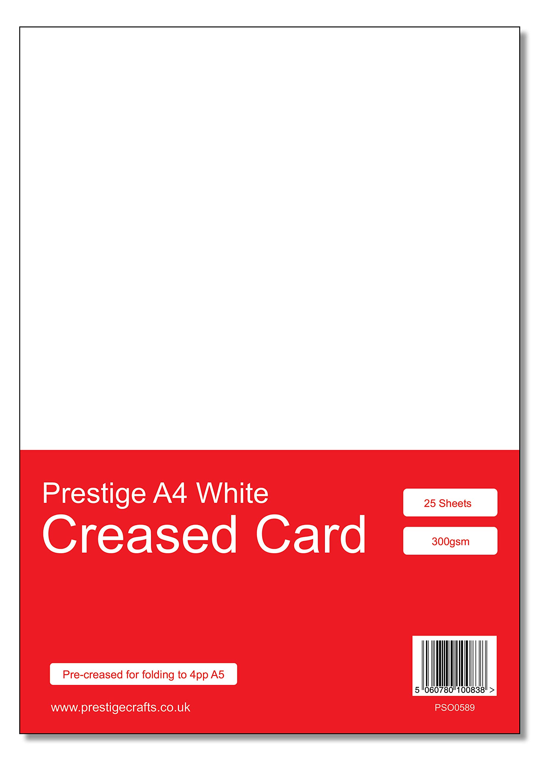 Prestige A4 White Card Pack Pre-Creased for Folding to 4pp A5-300gsm - 25 Sheets