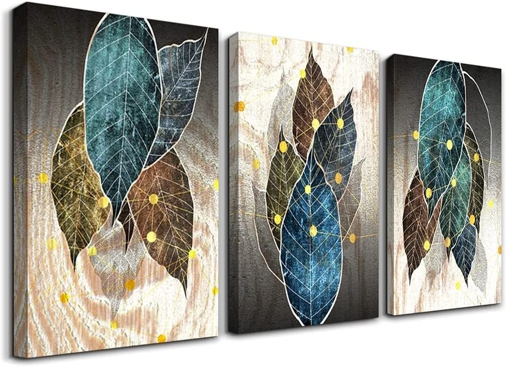 Bpa 3-Piece Canvas Prints Leaves Plant Painting, Size 16-Inch x 24-Inch