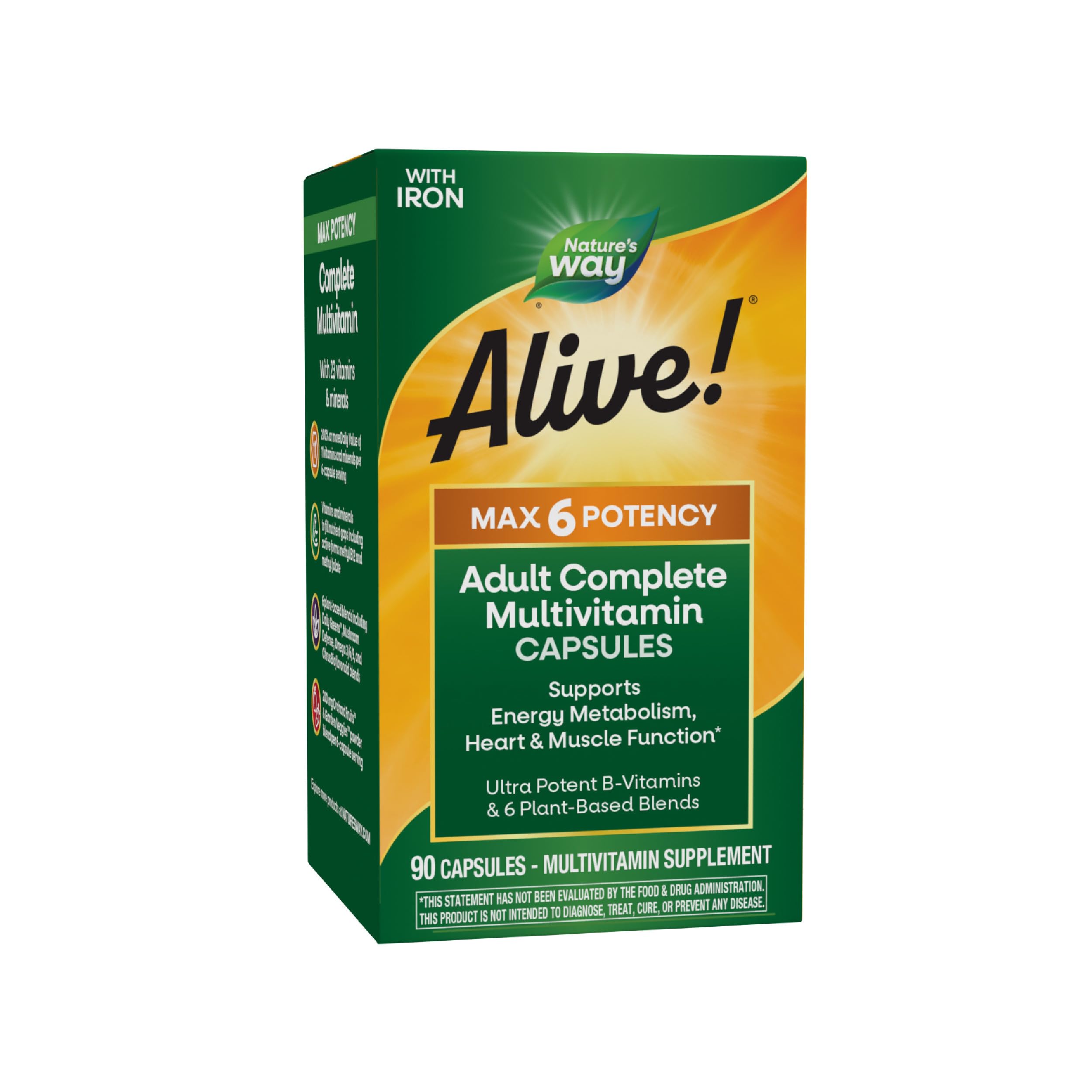 Alive! Max6 Potency Multivitamin, High Potency Antioxidants & B-vitamins to Support Daily Energy Metabolism*, 90 Tablets