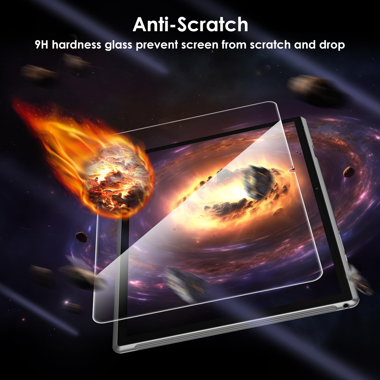 Paquete de 2 protectores de pantalla compatibles con ZZB ZB10/YQ10S de 10.1 pulgadas, película transparente de vidrio templado, antiarañazos, dureza 9H, fácil instalación 3