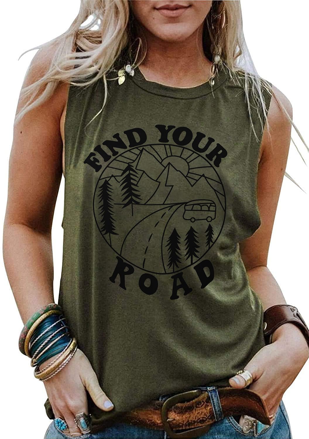 rosemiaWomens Tank Tops Summer T Shirts Sleeveless Casual Loose Tunic Blouses