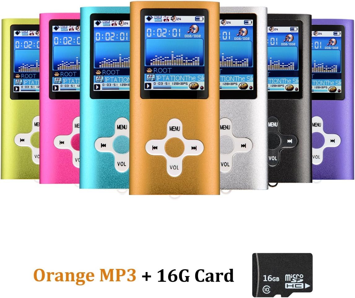 MP3 MP4 Player with 16GB Micro SD Card - Orange
