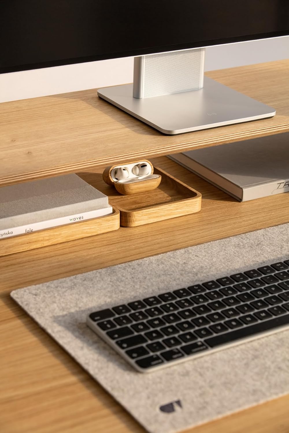 Oakywood Craft 100% Merino Wool Felt & Cork Desk mat – Sustainable, Handmade Wool Felt Desk pad with Cork Base for Comfort and Stability – 100% Merino Wool & Cork - Grey 62x30cm (24.41x11,8 in)