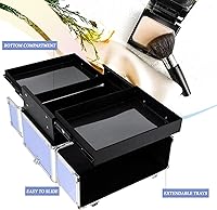 Vista 4 de Ver Beauty Estuche de maquillaje profesional con compartimento inferior grande, rayas lavanda, Estuche de tren