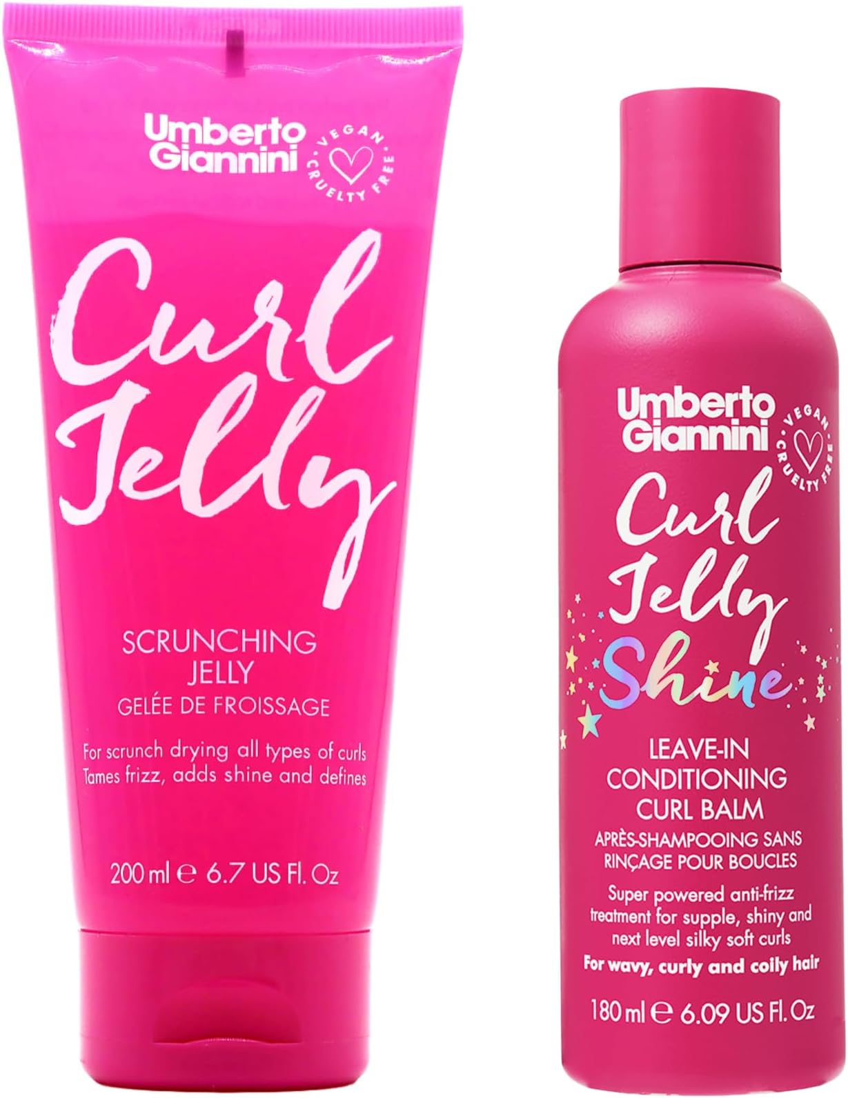 Curl Jelly Scrunching Jelly, Vegan & Cruelty Free Frizz Solution Gel for Curly or Wavy Hair, 200 ml (Gel & Curl Shine Conditioner)