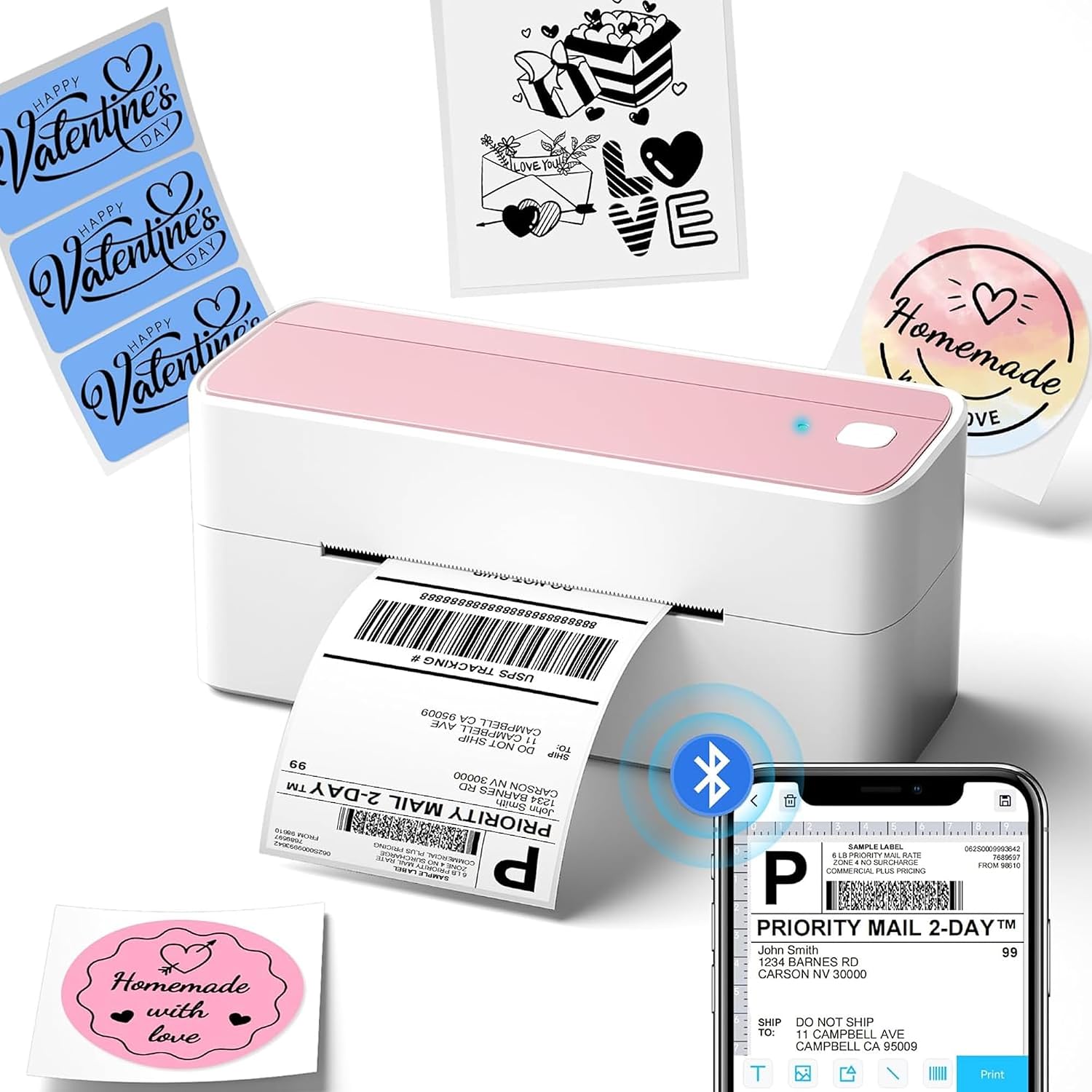 Phomemo Bluetooth Thermal Label Printer, 241BT Label Printer & 20Pcs Labels