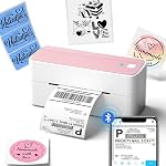 Phomemo 241BT Bluetooth Thermal Label Printer, 4x6 Shipping Label Printer for Small Business, Thermal Printer for Home Use, Shipping Package, Compatible with Canada Post, Ebay, Shopify, UPSP, Pink