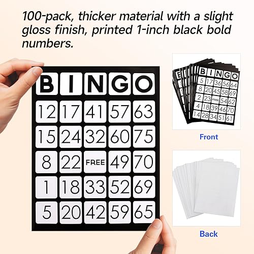 Miniatura 3 de GSE Games & Sports Expert Paquete de 100 tarjetas de juego de bingo jumbo con números de fácil lectura, hojas de bingo de papel reutilizables para