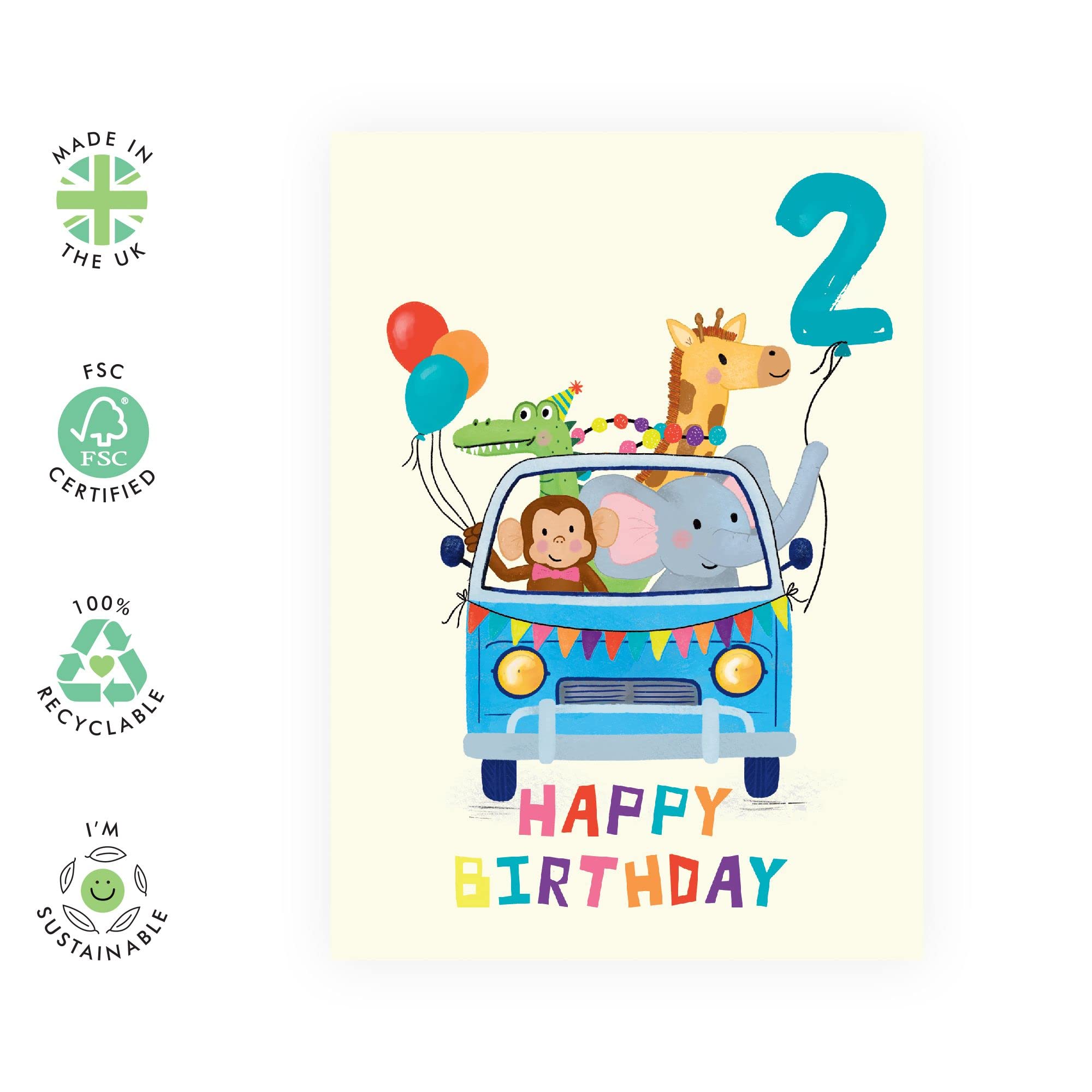 Twizler Carte D'anniversaire 2 Ans Pour Enfant Avec éléphant Et Cadeaux – 2 Ans – Carte D'anniversaire Pour Enfants – Carte D'anniversaire Pour Filles – Carte D'anniversaire Pour Garçons – Carte