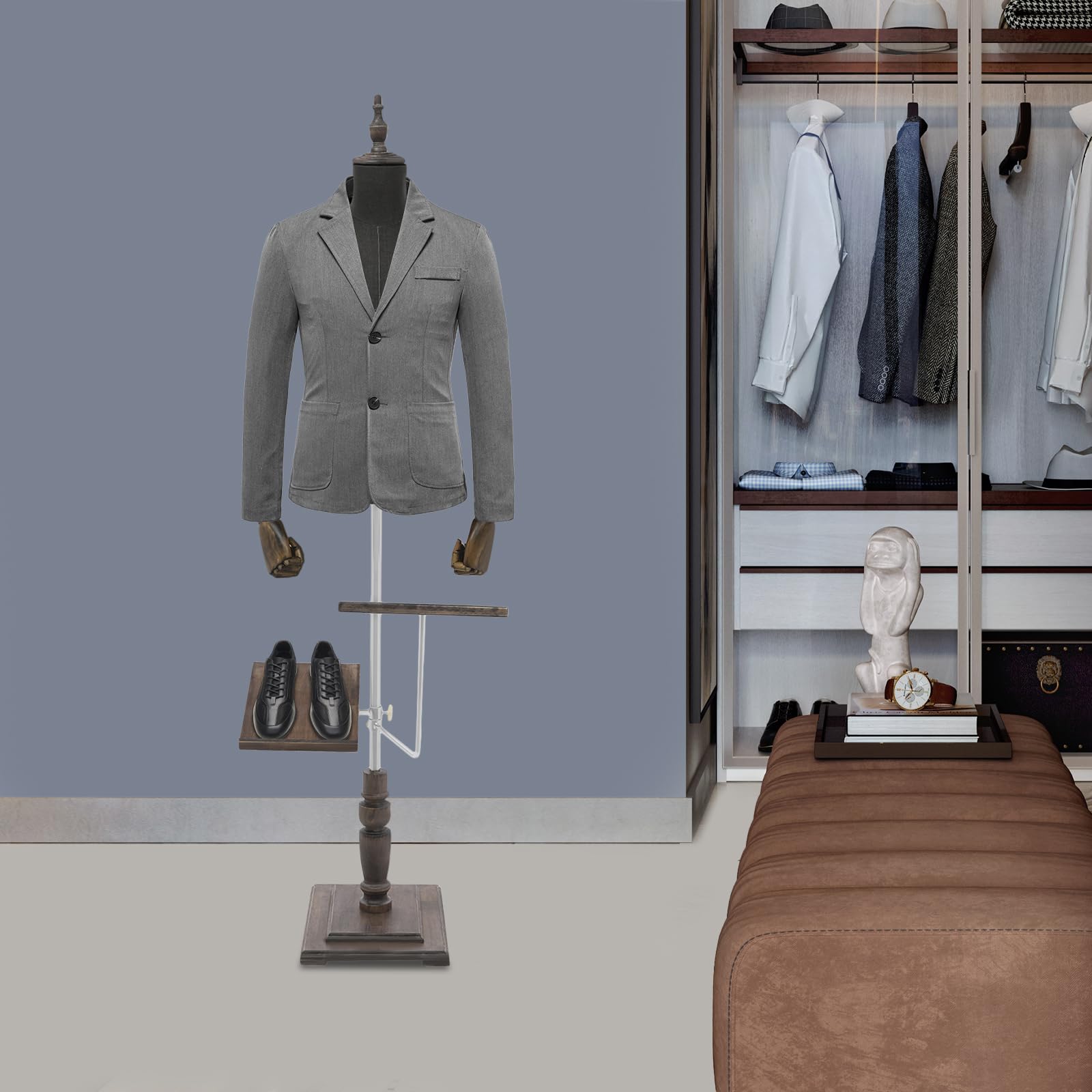 Forma de ropa masculina, maniquí masculino, altura ajustable, figura torso para hombre, 135-180 cm, con un tope de 180°, para boutiques, tiendas de moda y diseño de escaparates