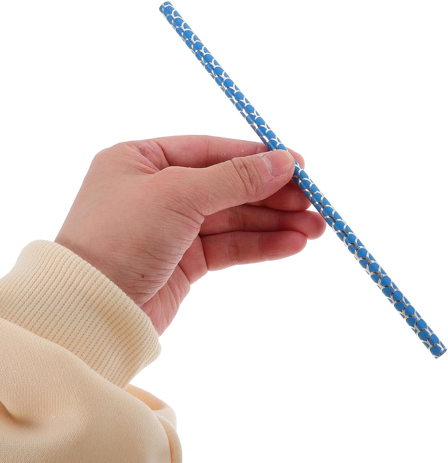 100pcs Biodegradable Paper Drinking Straws Mermaid Tail Silver Foil Party Disposable Decorative Straws for Juice Cocktails and Travel