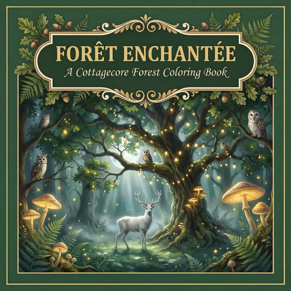 Cottagecore Coloring Book for Adults: Forêt Enchantée: 50 Enchanted Forest Illustrations of Woodland Animals, Magical Trees & Nature Scenes — Variety ... (Fabrique Thélys, The Cottagecore Collection)