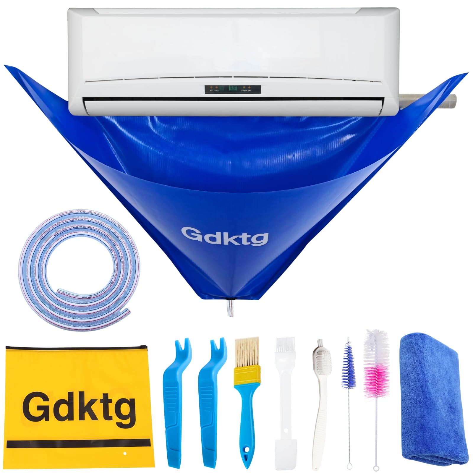 Mini Split Cleaning Kit Bag, 10Pcs Ac Cleaning Kit, Reusable Air Conditioner Cleaning Kit, Waterproof Minisplit Cleaning Kit for HVAC (Small)