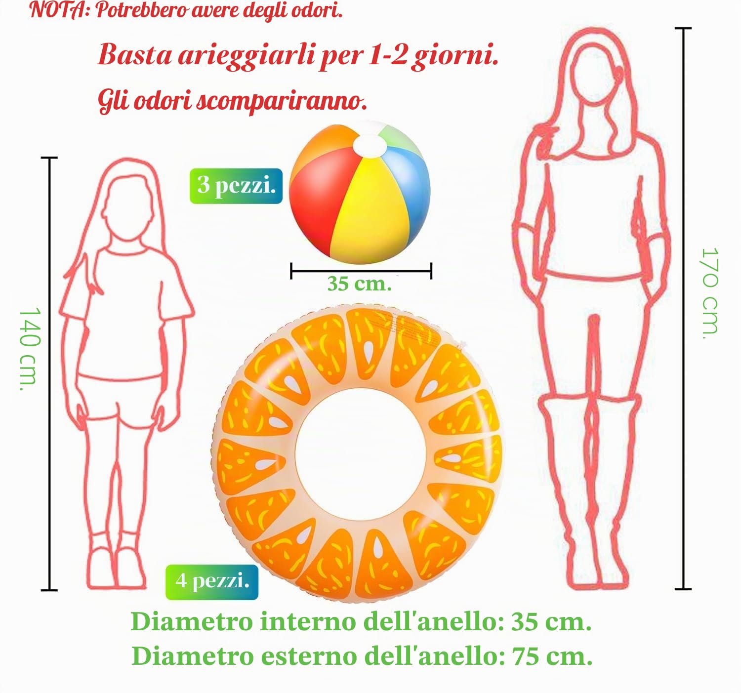 LATERN 7 Pezzi Frutta Galleggianti Gonfiabili dello Stagno, 4 Pezzi 75CM Anelli Tubi da Nuoto a Frutta con 3 Pezzi 35CM Palloni da Spiaggia - per Bambini Adulti Spiaggia Nuoto Piscina Festa