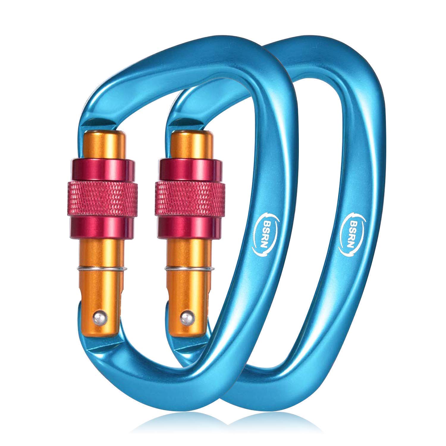 Rock Solid Carabiner Clip, 2 Pieces, Harness, Hammock, Dog Leash Keychain Swing (Blue, Large)