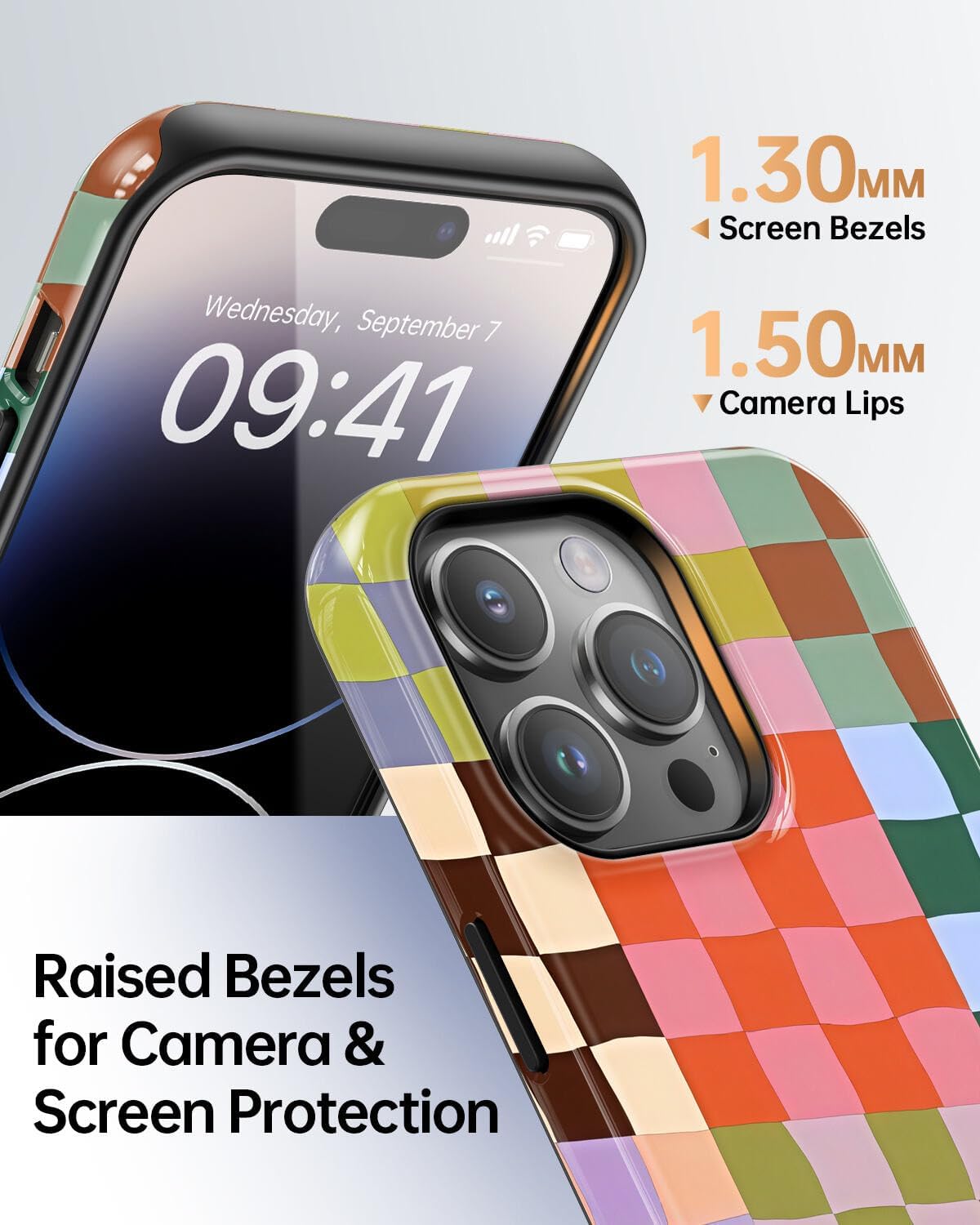 Colorful Checkered Phone Case for iPhone 15 Pro, Compatible with Magsafe, Trendy Cute Gingham Aesthetic Fun Magnetic Slim Shockproof Protective Women Girl Cover Case - Image 5