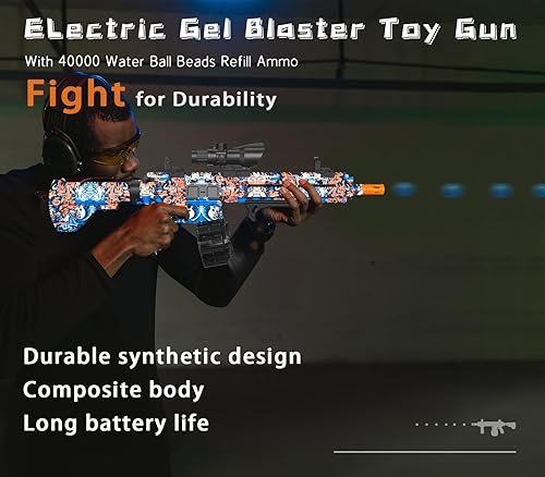 Miniatura 3 de Lanzador eléctrico de bolas de gel, lanzador automático de bolas de salpicaduras de alta velocidad con más de 40000 cuentas de agua y gafas,