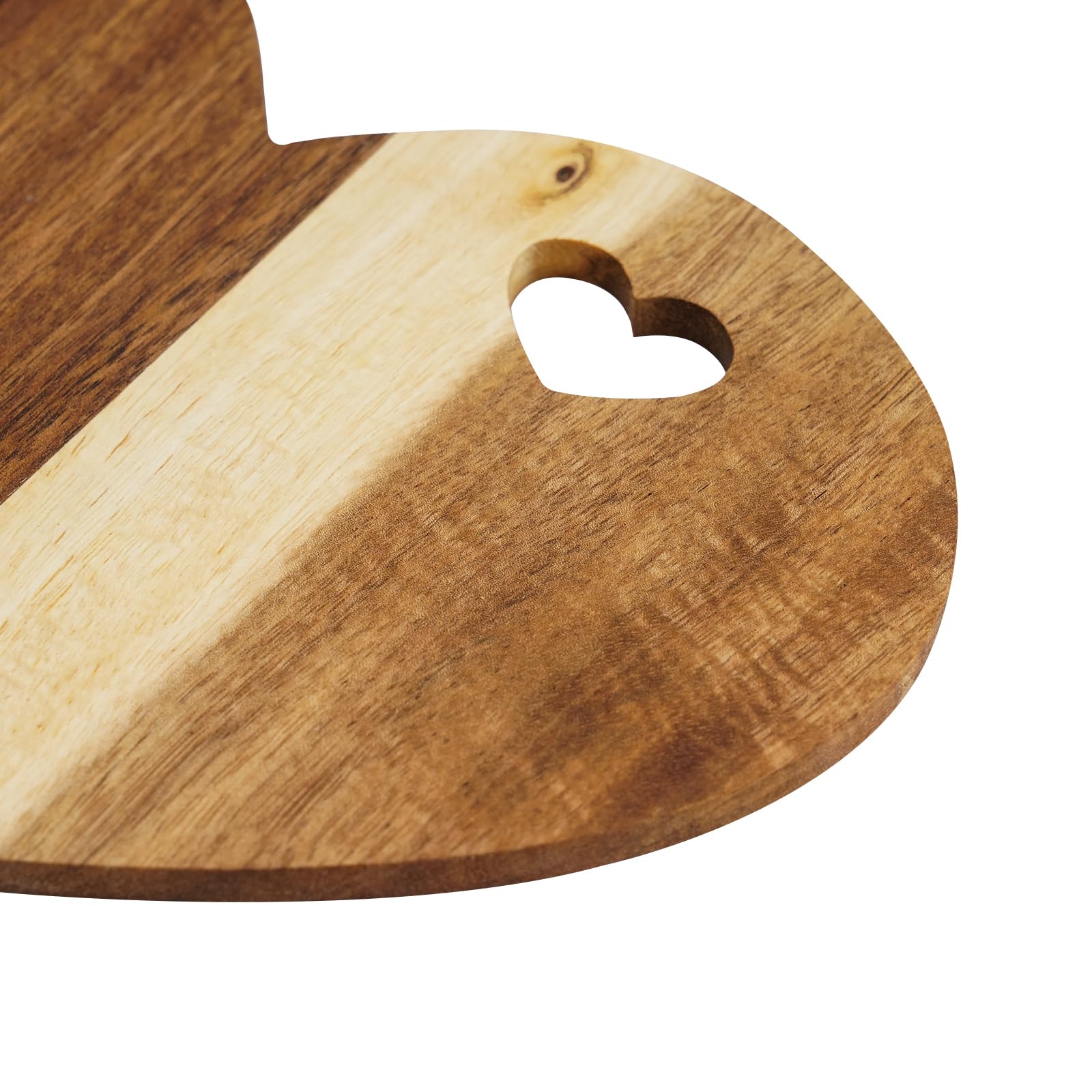 Set di 18 tavole da formaggio in legno di acacia, con coltello in acciaio inox, design a forma di cuore, per formaggio, salumi, regalo, 21 x 15 cm, legno naturale