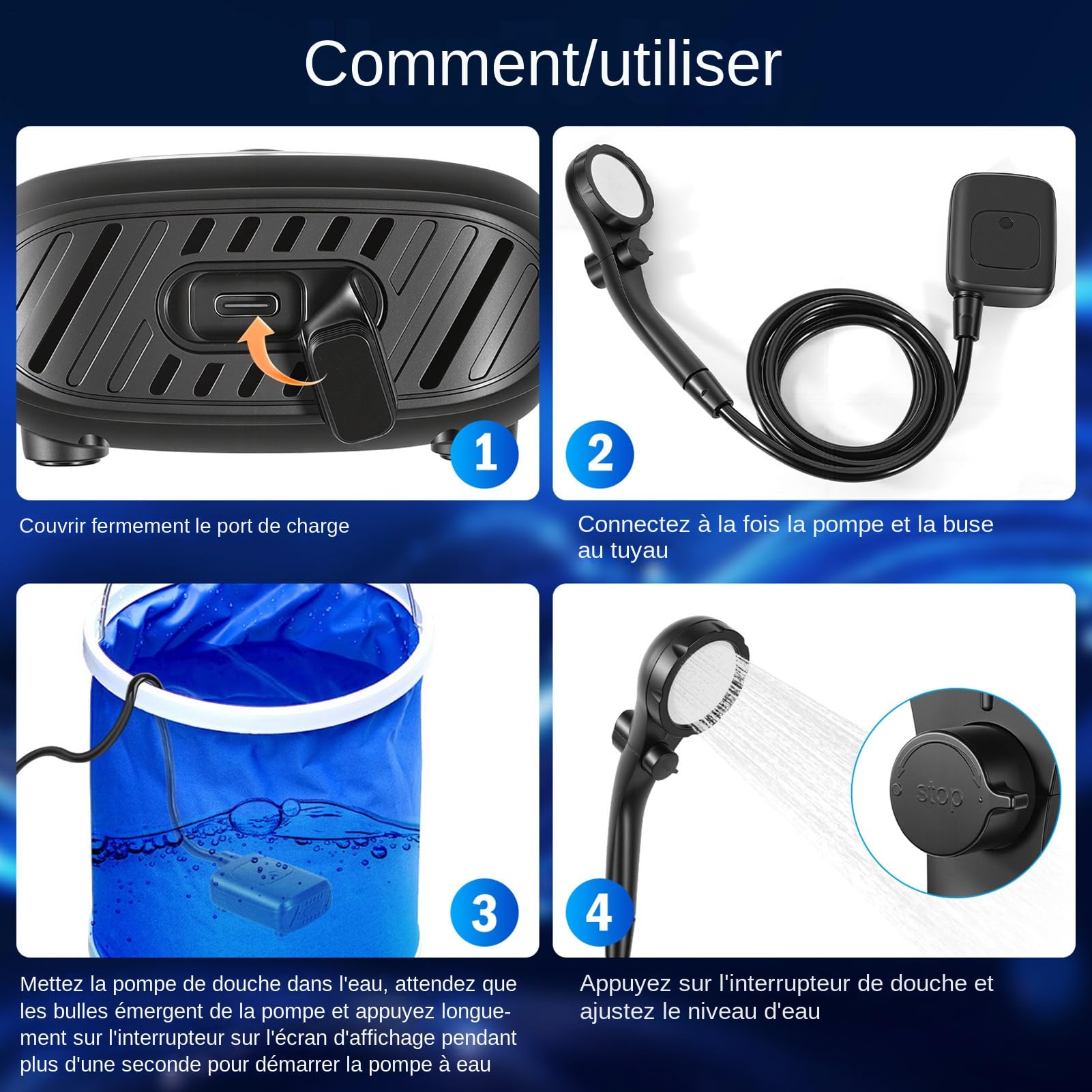 Ducha portátil genérica 2400 mAh limpieza para animales domésticos