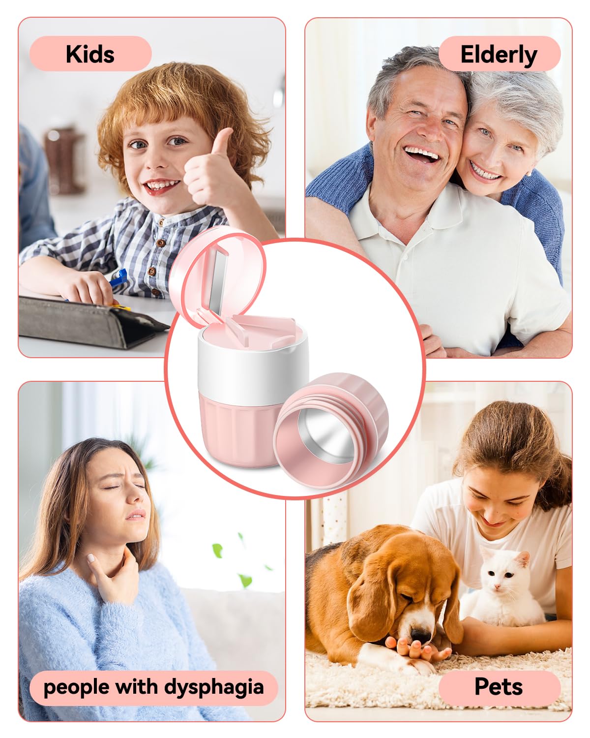 Pill Crusher Fine Powder - Cotatoc 3-in-1 Pill Crusher with Stainless Steel Grinding Pestle, Portable Pill Cutter and Crusher for Elderly and Pets (Pink) — Amazon image 7