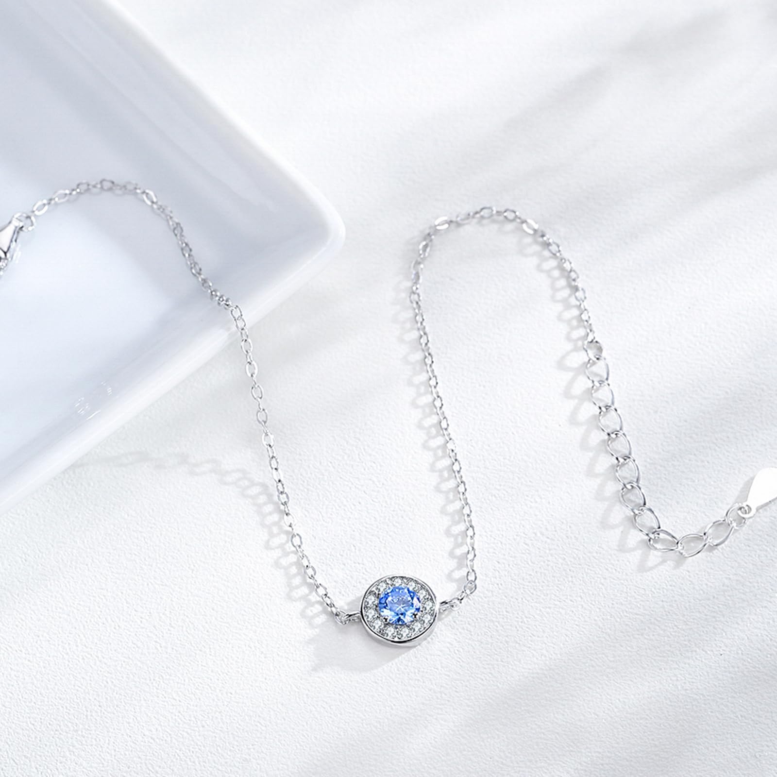 Halo bransoletka damska w kolorze różowego złota z akwamarynem 0,24 ct i diamentem laboratoryjnym, złoto próby 585, prawdziwe złoto