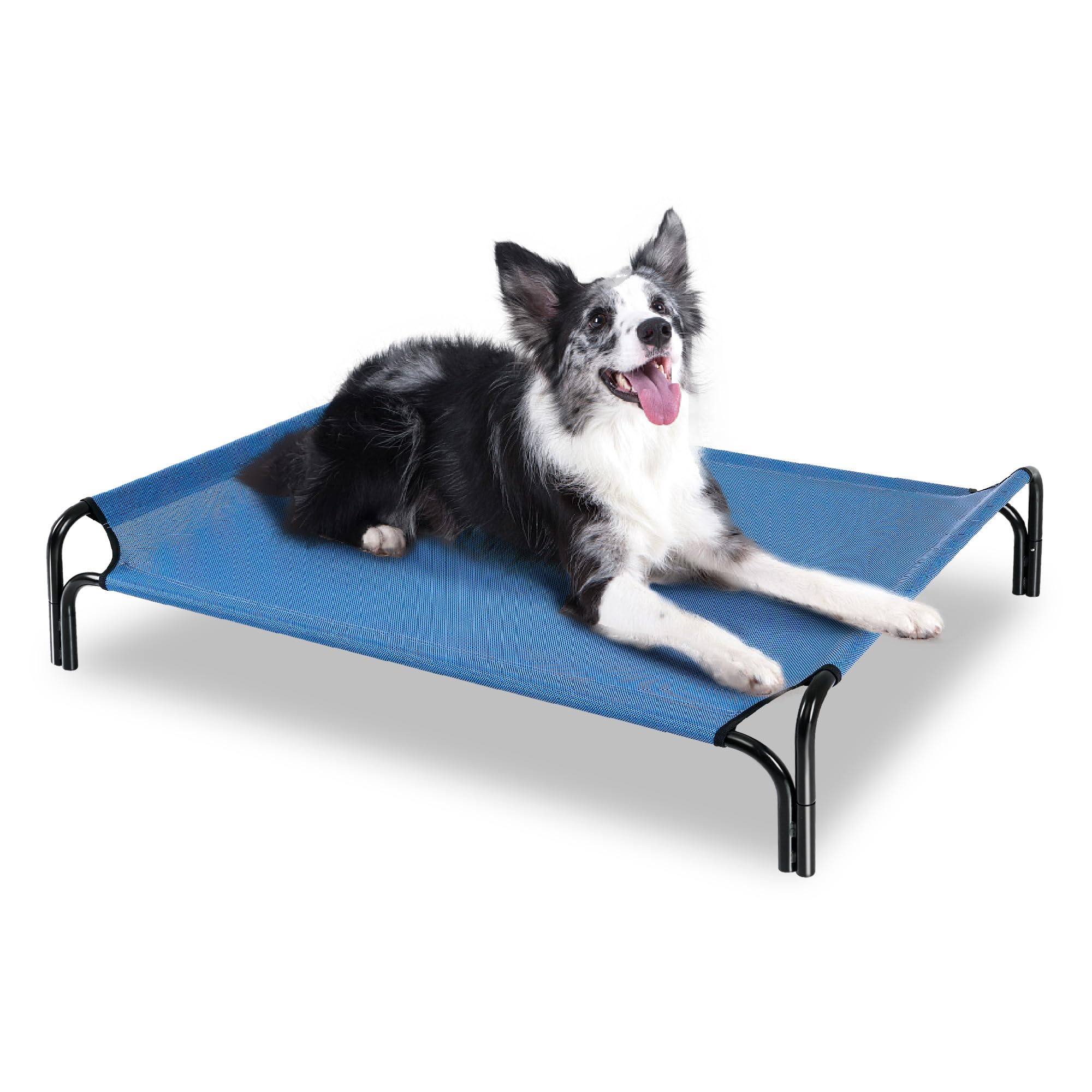 Cooling Elevated Dog Bed,Portable Dog Cot,with Washable Mesh and Powerful Anti-Slip Feet,Durable for Both Indoor and Outdoor Use (Medium, Blue)