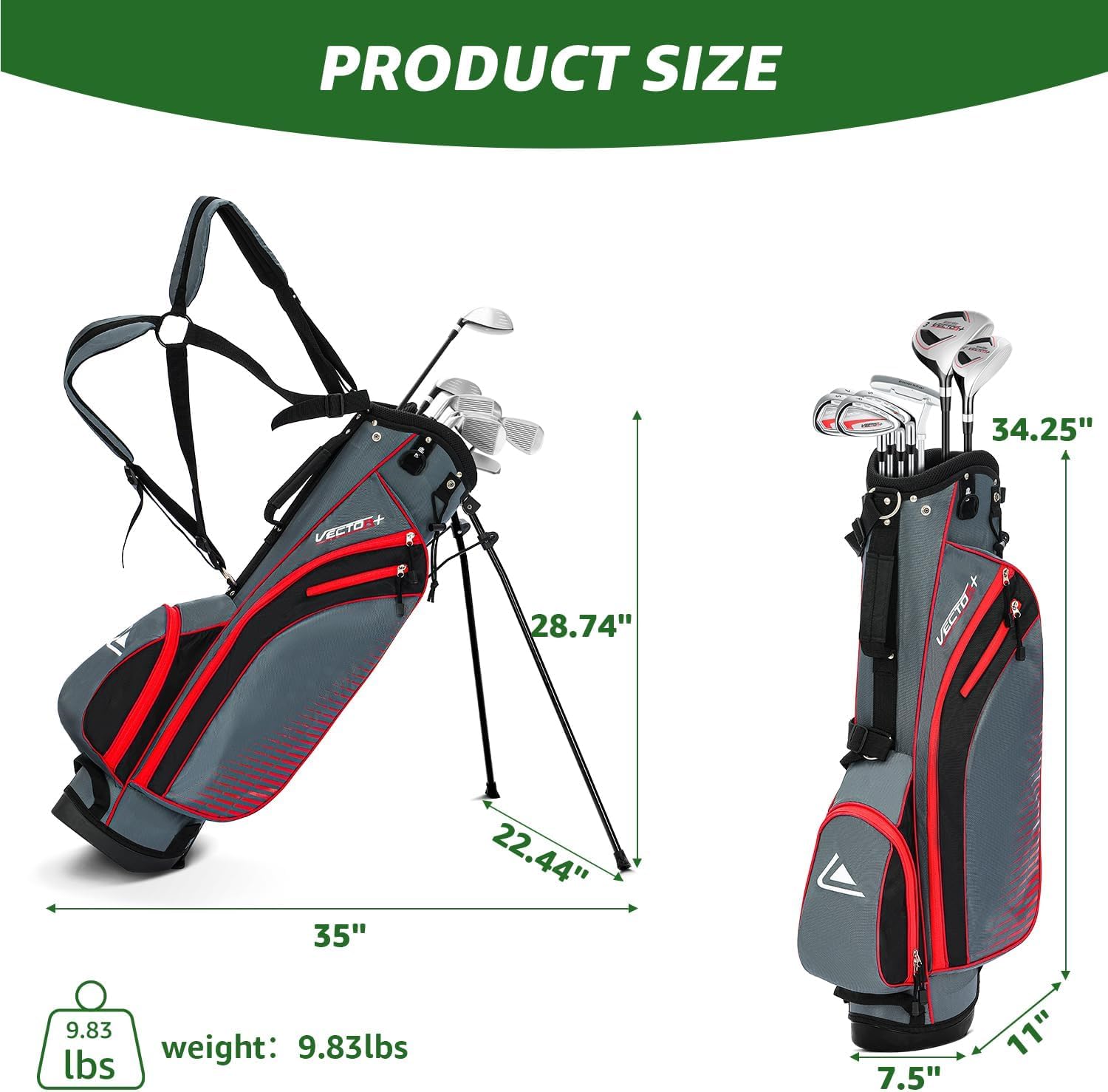 XKISS Set completo di mazze da golf per mancini/destrorsi da uomo donna 8 pezzi, include sacca con copertura antipioggia, legno da fairway 3# con copritesta, ibrido 5#, ferri 5#, 7#, 9# S# e putter