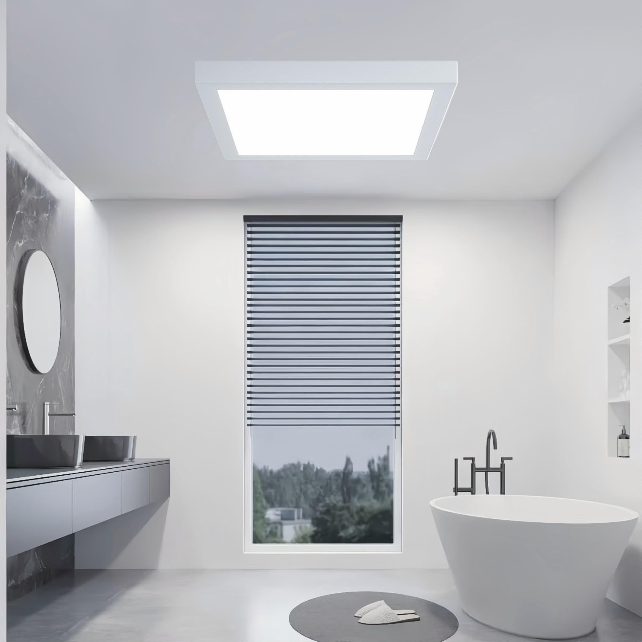 ONSSI® Plafón LED de Techo 24W Cuadrado 300x300 mm, 3 Temperaturas de Color (Blanco Frío, Neutro y Cálido), Panel LED de Superficie, Lámpara de Techo, Marco Blanco (Pack 5)