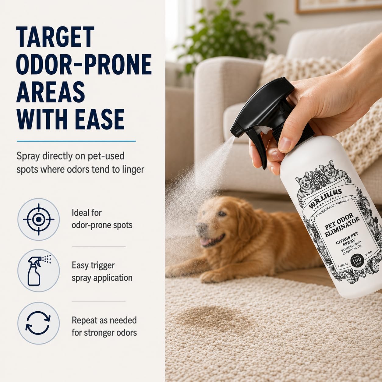 Pet Odor Eliminator Spray, Citrus Scent, 8.45 Fl Oz