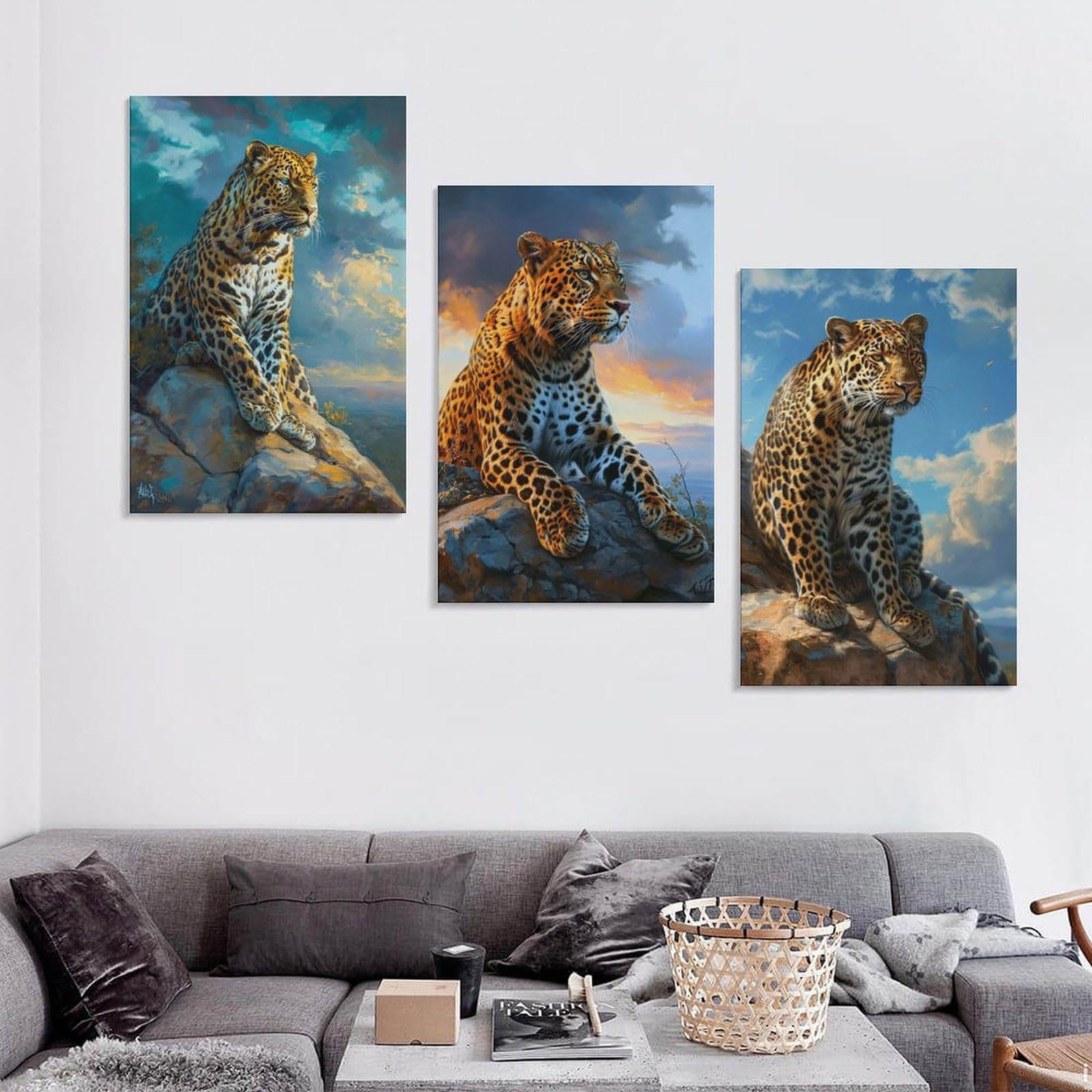 Amazon.co.jp: 3枚 チーターの視線 絵画 インテリア ポスター 超リアル