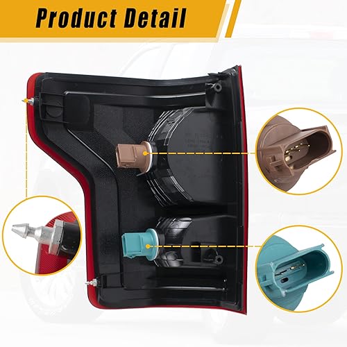 Miniatura 3 de Boine Luz trasera izquierda del lado del conductor compatible con Ford F150 F-150 2015 2016 2017 Lámparas de freno de luz trasera - Bombilla