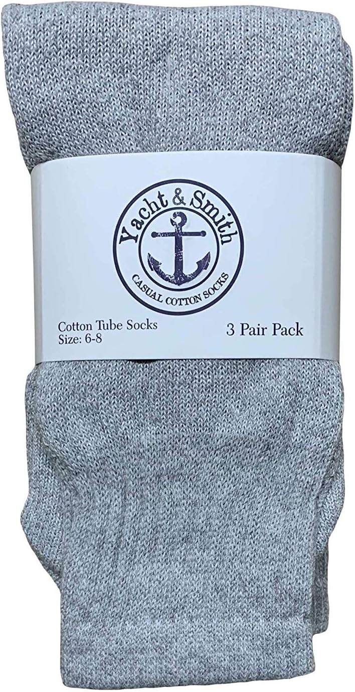 60 Pairs Of Yacht & Smith Wholesale Kids Tube Socks, Childrens Cotton Referee Sport Socks Size 6-8