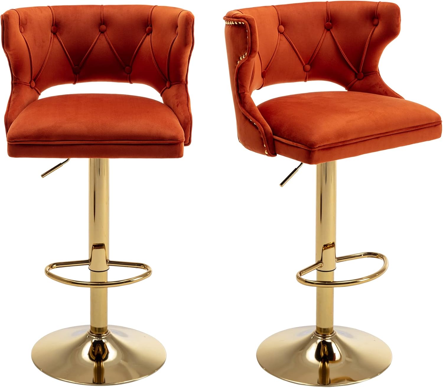LinUtrend 2 Pack 360° Swivel Bar Stools,Velvet Height