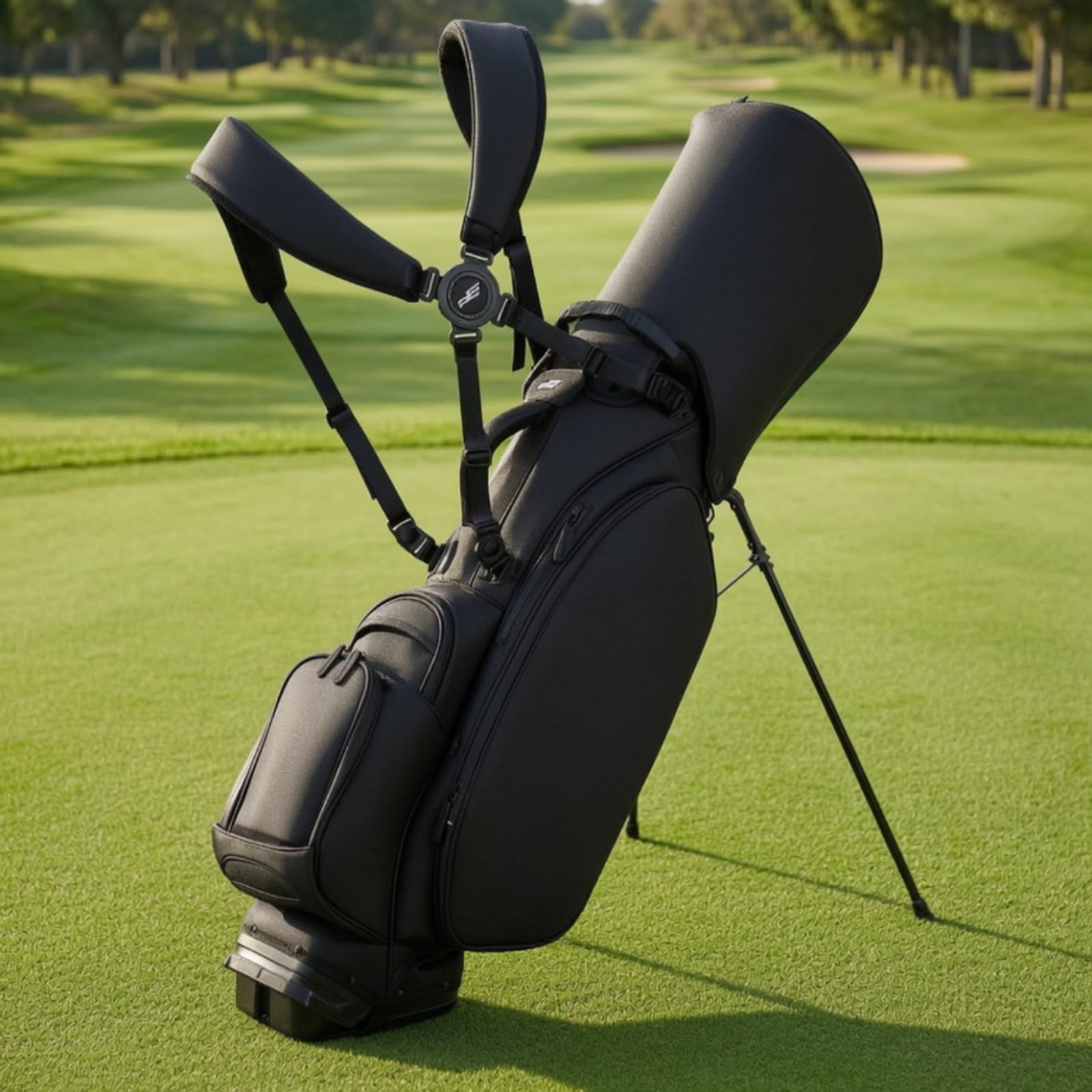 predolo Golf Standbag viel Stauraum Standbag strapazierfähig Tragetasche mit Standbeinen für Driving Range, Schwarz