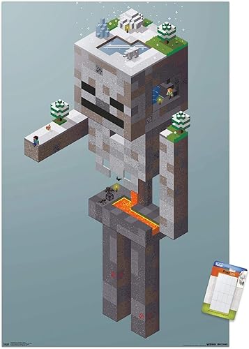 Trends International Minecraft - Póster de pared de esqueleto de Tundra, 22.375 x 34 pulgadas, paquete de póster y montaje