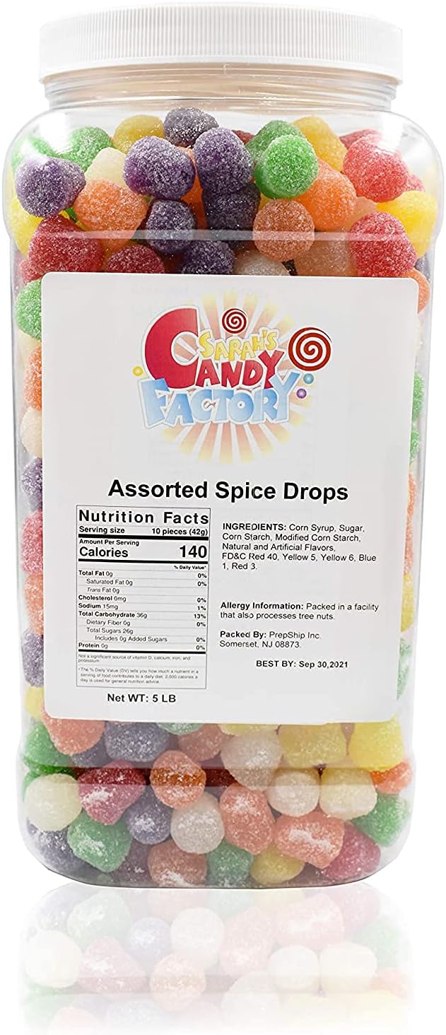 Sarahs Candy Factory Assorted Spice Drops 5 Lbs in Jar