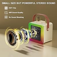 Vista 2 de Mini máquina de karaoke para niños y adultos, altavoz Bluetooth portátil con 2 micrófonos inalámbricos, juguetes de karaoke para fiesta familiar