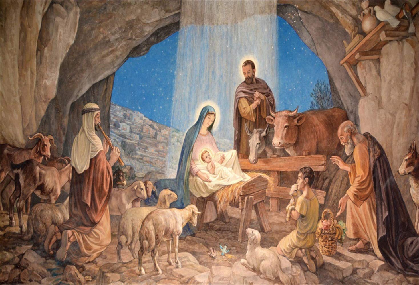 Yeele 8x6ft Nativity Scene Backdrop Baby Jesus In The Manger - View #9
