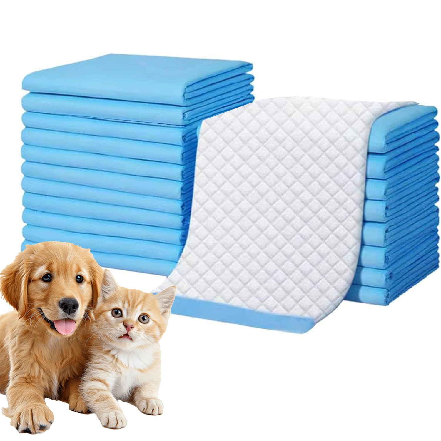 Tappetino per cuccioli, protezioni per escrementi canini, anti-perdite, apprendimento della pulizia, educatore cane animali superficie ad asciugatura rapida per cani e cuccioli (120 pezzi, 60