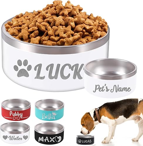 Tazón personalizado para perros con nombre personalizado grabado con láser, platos de acero inoxidable para mascotas para perros grandes y pequeños Tazón personalizado para perros con nombre personalizado grabado con láser, platos de acero inoxidable para mascotas para perros grandes y pequeños