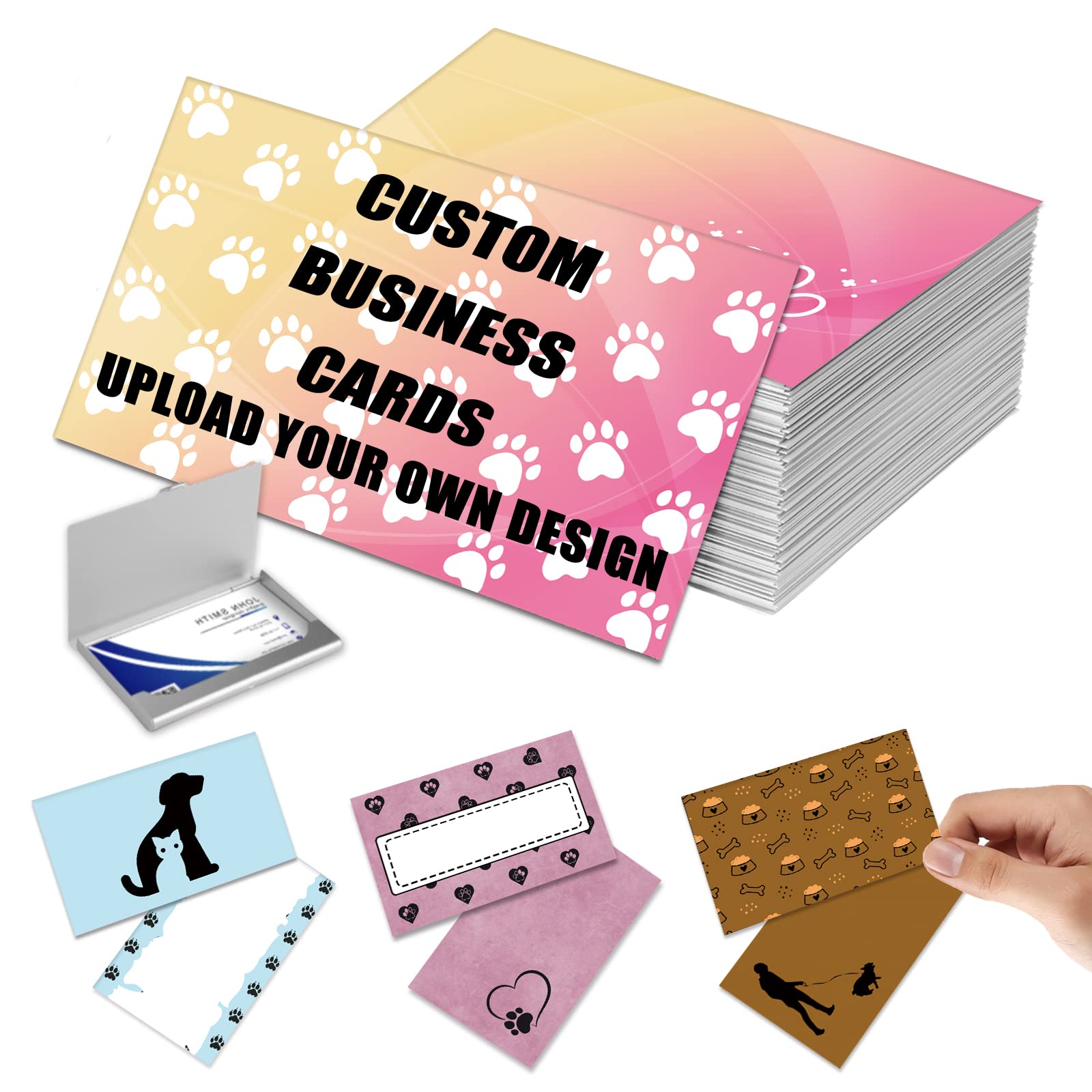 EAQ Business Cards Personalised, Personalised Business Cards with Logo/Text Double Sided Print Business Cards Waterproof 300gms for Company, Small Business